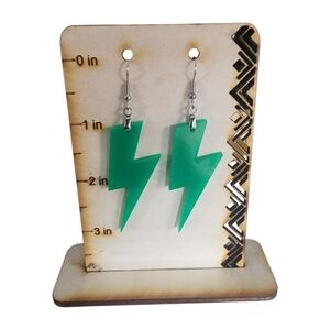 Bright Green Lightning Bolt Acrylic Drop Earrings